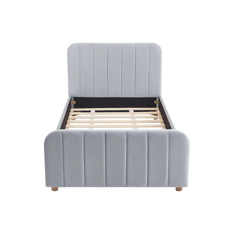 Vente-unique Bettrahmen Rogadi gepolstert in Grau aus Samt, Breite: 90 cm - Bild 2