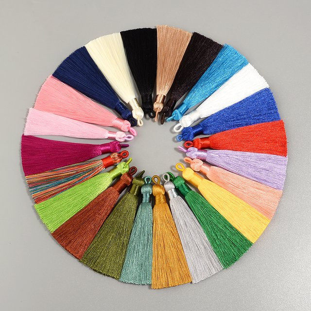 5er-Set handgemachte Quasten aus Polyester-Seide in Mehrfarbig, Größe: 9 x 1,5 cm, Zubehör für DIY-Handwerk und Schmuckherstellung - Bild 1