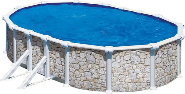 Summer Fun Stahlwandpool Oval in Blau mit Steinoptik Folie, B/T/H: 610 x 375 x 120 cm