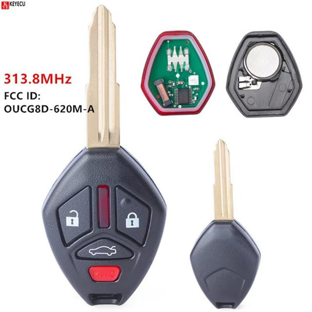 KEYECU Keyless Remote Auto Schlüsselanhänger 313,8 MHz mit 3 + 1 Tasten für Mitsubishi Eclipse und Galant, Farbe: Schwarz, OUCG8D-620M-A - Bild 1