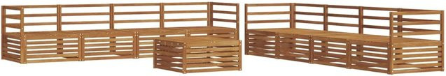 vidaXL Outdoor-Sofagarnitur 9-teilig aus Akazienholz in Braun mit Tisch und Polstern - Bild 1