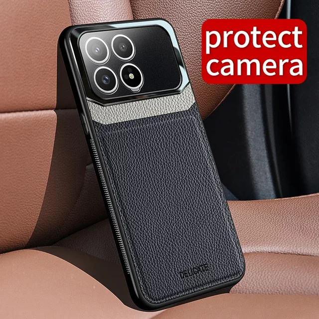 Magnetische Lederhülle mit Kameraschutz für Xiaomi Redmi K90, Redmi K90 Pro Max und Redmi K80 Pro in Braun - Bild 1