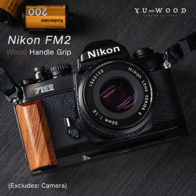 YUWOOD L-förmige Montageplatte mit Holzgriff für Nikon FM2 FM FM3A FE FE2 in Ebony-Silver mit integrierter Arca-Swiss-Schnellwechselplatte - Bild 1