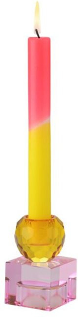 Giftcompany Teelichthalter aus Kristallglas in Pink und Orange, geometrisches Design, quadratisch - Bild 1