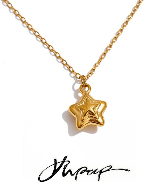 Yhpup Halskette mit Stern-Anhänger, Edelstahl, Gold, Unisex - Bild 1