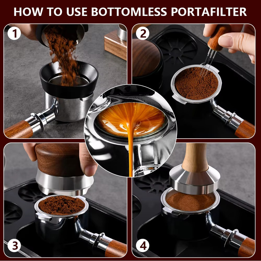 Kacacao Kaffee-Siebträger ohne Boden 51 mm in Silber für Homix H11 Oster Cecotec Hibrew 1/2 Cup Ersatzfilterkorb für Espresso-Maschinen - Bild 4