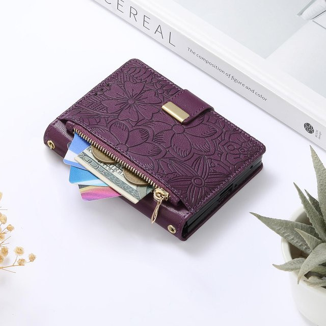 Samsung Galaxy Z Fold 8 Ultra PU-Leder Handyhülle mit Reißverschluss und Kartenfach in Violett - Bild 1
