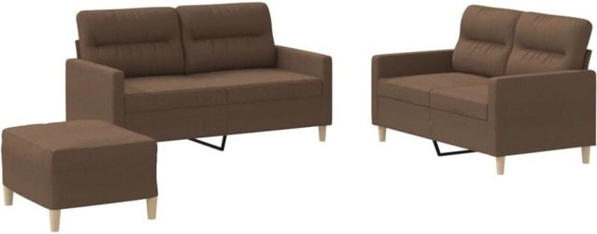 3-tlg. Sofagarnitur vidaxl in Braun aus Stoff und Polyester mit Metallgestell - Bild 1