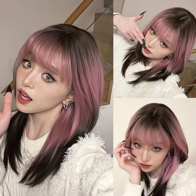 EASIHAIR Perücke, rosa bis ombre schwarz, synthetisch, Damen - Bild 1