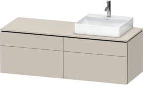 Duravit L-Cube Waschtischunterschrank in Weiß und Beige, Matt, mit Scharniertüren und internen Schubladen, B/T/H: 142 x 55 x 48,2 cm - Bild 1