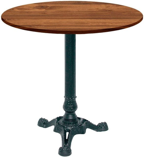 RestooTab Bistrotisch rund in Eiche und Wenge mit schwarzem Metallgestell, Durchmesser: 70 cm, Höhe: 73 cm - Bild 1