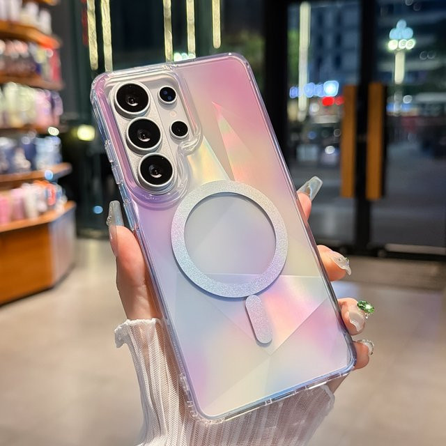 Magnetische Regenbogen Aurora Laser Farbverlauf Schutzhülle für Samsung Galaxy S26 S25 S24 Ultra Plus mit MagSafe Kompatibilität in Multicolour - Bild 1