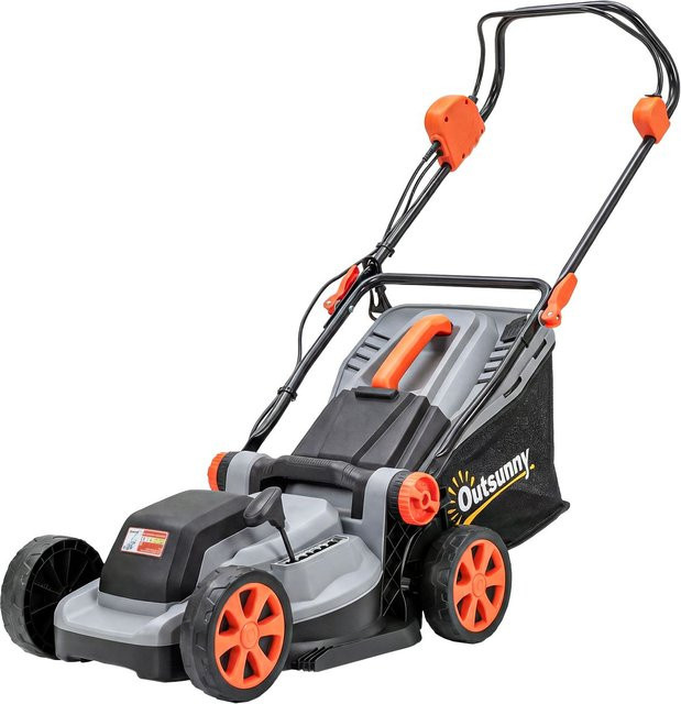 Outsunny Elektro Rasenmäher mit 1200 W Leistung, 34 cm Schnittbreite und 35 l Fangkorb inklusive Mulchfunktion - Bild 1
