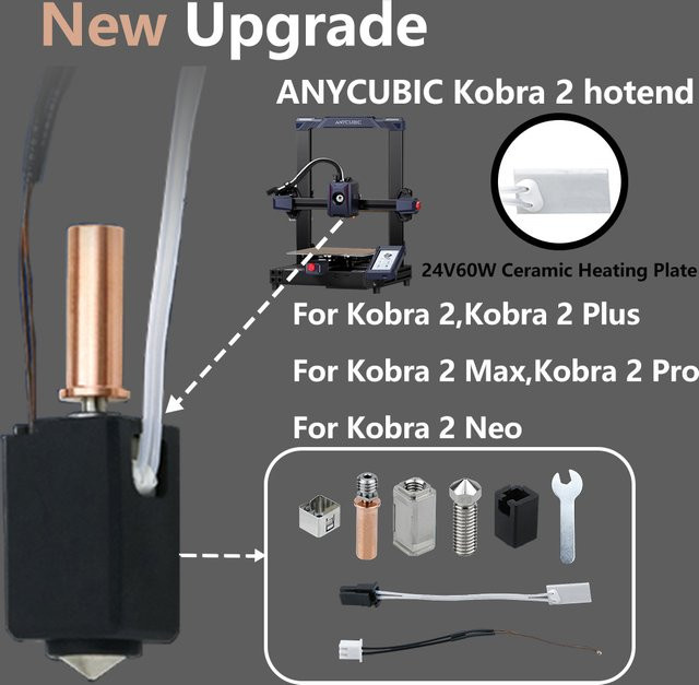 Anycubic Kobra 2 Hotend Kit mit Silikonhülle und gehärteten Stahldüsen für Kobra 2 Plus, Kobra 2 Pro und Kobra 2 Neo - Bild 1