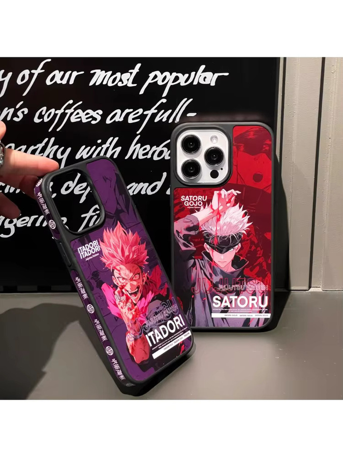Bandai Jujutsu Kaisen Handyhülle mit Gojo Satoru und Itadori Yuji Motiv für iPhone 17 16 15 14 13 Pro Max, stoßfeste Hartschale, Multicolor - Bild 4