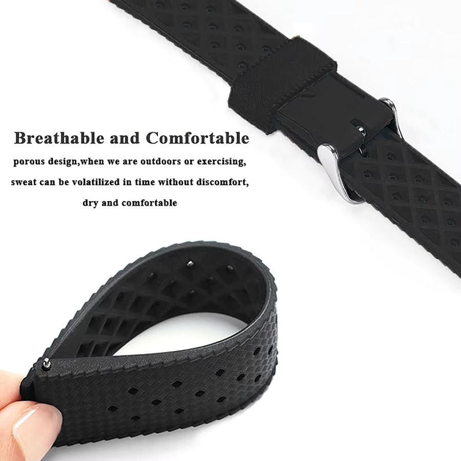 Uhrenarmband Silikon, Tropisch, Schwarz, 20 mm, 22 mm, Unisex - Bild 1