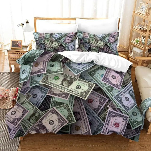 JMG Household Supplies Bettwäscheset mit 3D-Dollar-Banknoten-Print, Mikrofaser, Mehrfarbig, B/H: 133 x 70 cm - Bild 1