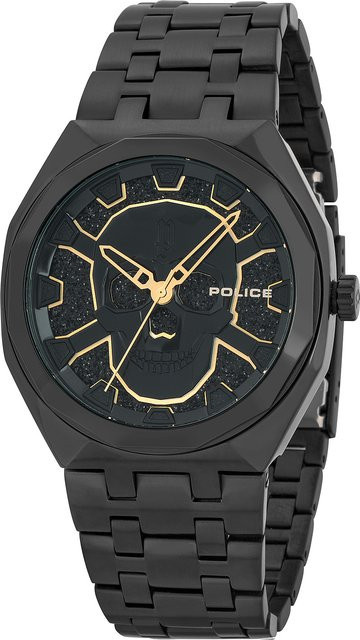 Police Herrenuhr, Quarz, Edelstahl, Schwarz, 48 mm, 3 ATM - Bild 1