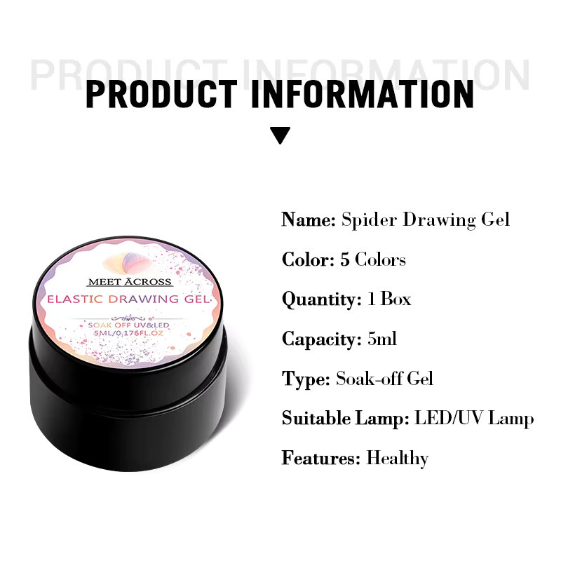 MEET ACROSS Spider Drawing UV-Gel Nagellack, 5 ml, Schwarz, Weiß, Gold, Silber - Bild 6
