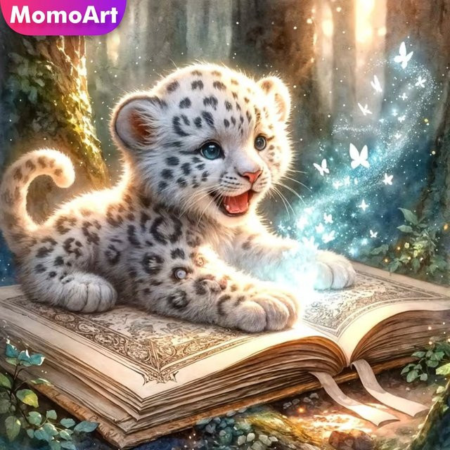 Momoart Diamantmalerei Set Leoparden-Mosaik DIY Kreuzstich für Wanddekoration, Mehrfarbig, B/H: 20 x 20 cm - Bild 1
