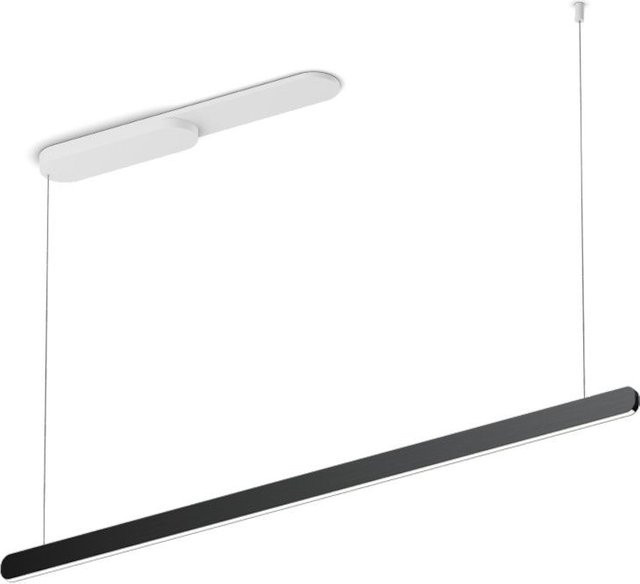Occhio Mito linear volo 140 up LED-Pendelleuchte in Weiß matt mit Black Phantom Kopf für deine Raumbeleuchtung, dimmbar mit Occhio air Modul - Bild 1
