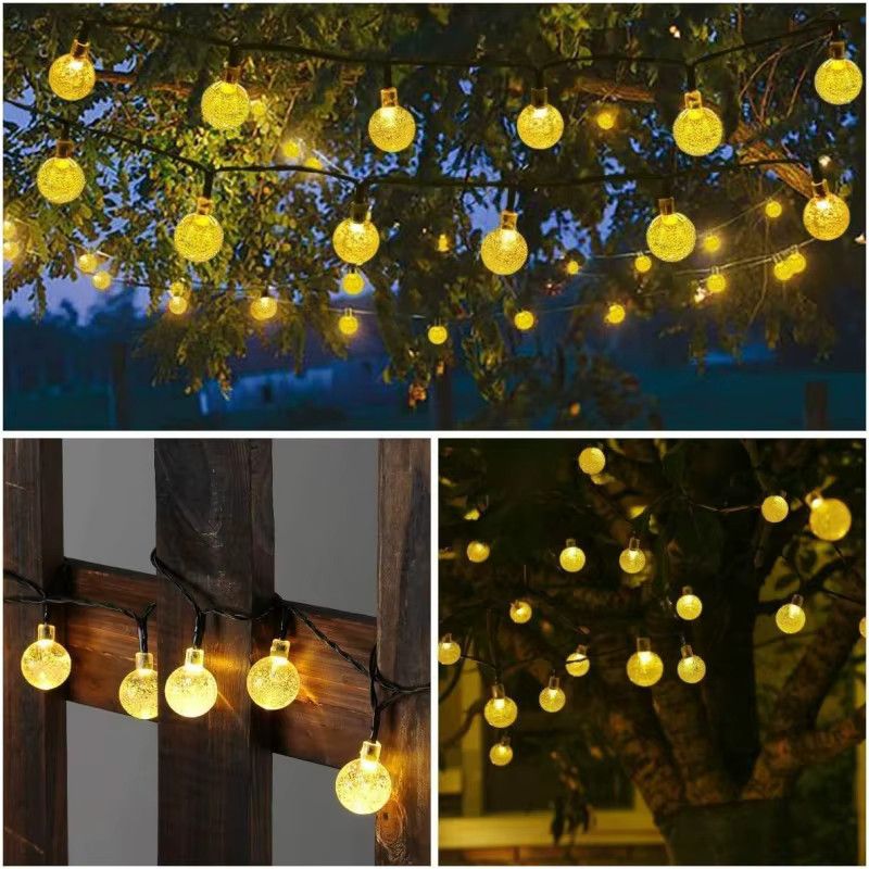 Solar-Lichterkette mit 60 LED-Kristallkugeln für den Außenbereich, wasserdicht und solarbetrieben mit 8 Modi für Garten, Terrasse und Party - Bild 6