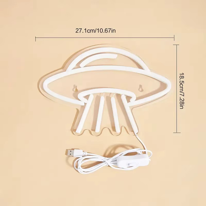 Dimmbares LED Neonlicht in UFO-Design als RGB Wandlampe für Schlafzimmer und Kinderzimmer - Bild 2