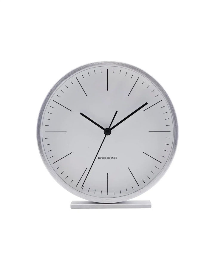 House Doctor Tischuhr Hannah analog in Silber und Weiß mit Silent-Funktion, Durchmesser: 15 cm - Bild 1