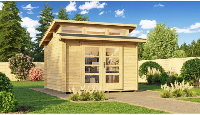 WEKA Gartenhaus 158 Gr.1 aus europäischer Fichte in Beige mit Pultdach und modernem Design B/H/T: 350 x 281 x 300 cm - Bild 1