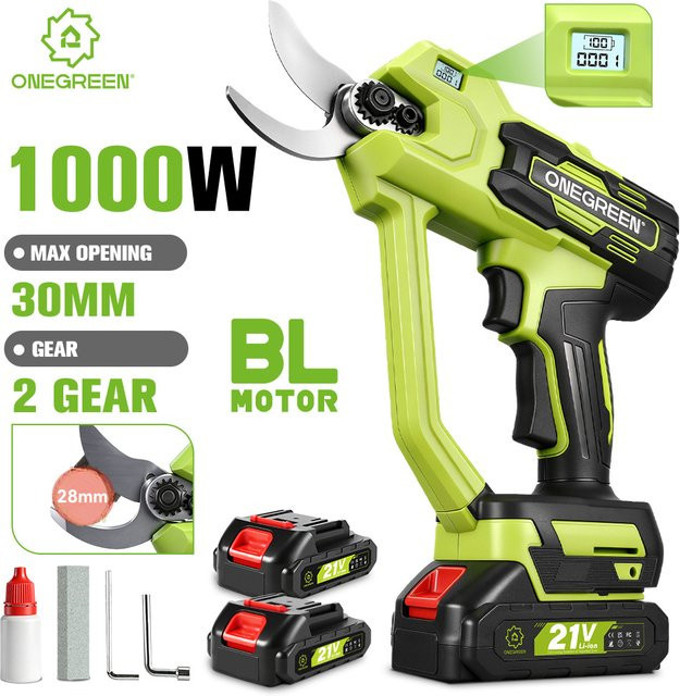 ONEGREEN 1000W Bürstenlose Elektrische Astschere für Makita 18V Akku, Kabellose Gartenschere in Grün - Bild 1