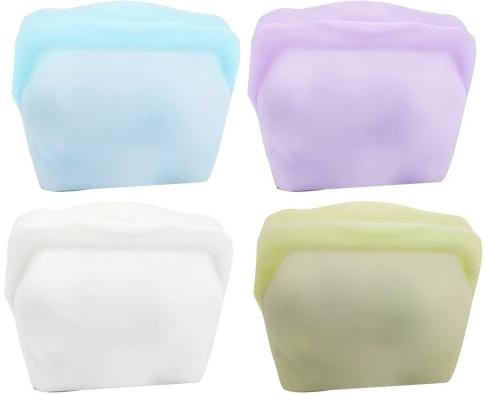 DYS Kitchen Silikon Frischehaltebeutel Set, 4 Stück, Wiederverwendbare und Auslaufsichere Aufbewahrungsbeutel, Weiß, 600 ml pro Beutel - Bild 1