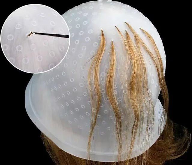 Silikon Haar Färbekappe mit Metallhaken, 2er-Set, Unisex - Bild 1