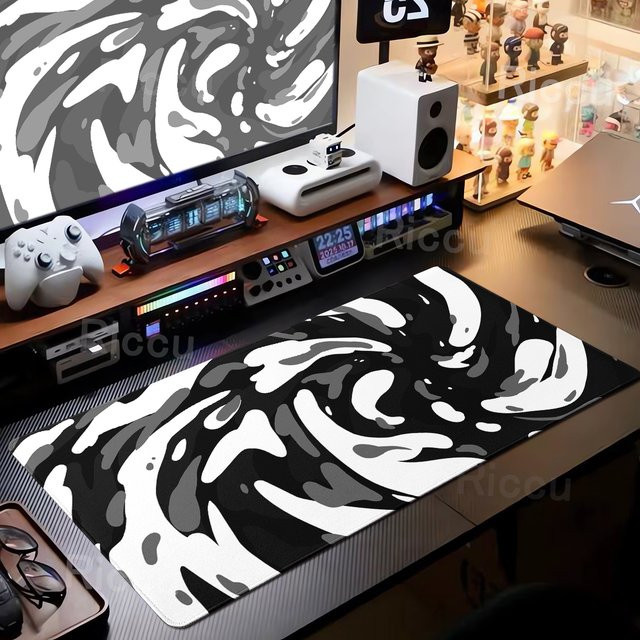 Riccu Strata Liquid Art Mauspad XXL Multicolour Anime Schreibtischunterlage für Gamer und Home Decor - Bild 1