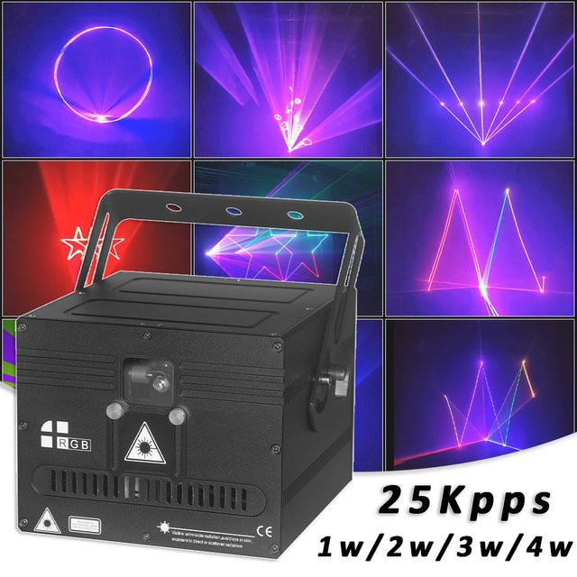 YUER RGB Laser Projektor mit Animation und Scanner für Bühnenbeleuchtung, ILDA und DMX Steuerung, Party und DJ-Einsatz - Bild 1