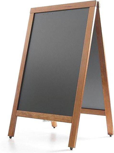 Freistehende MENU Werbe-Informationswand als mobile Kreidetafel in Schwarz und Braun mit Holzgestell, H x B x T: 85 x 50 x 1 cm - Bild 1