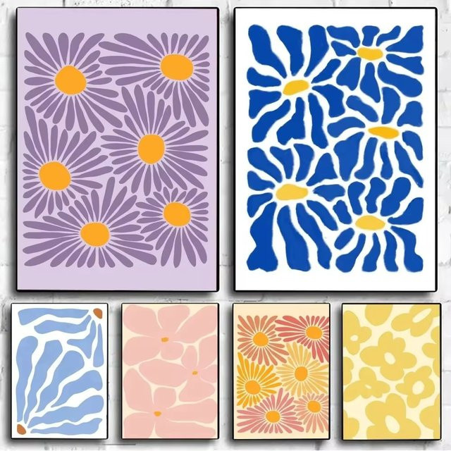 Potdemiel Henri Matisse Abstrakte Blumen Wandkunst Vintage Poster aus Papier - Bild 1