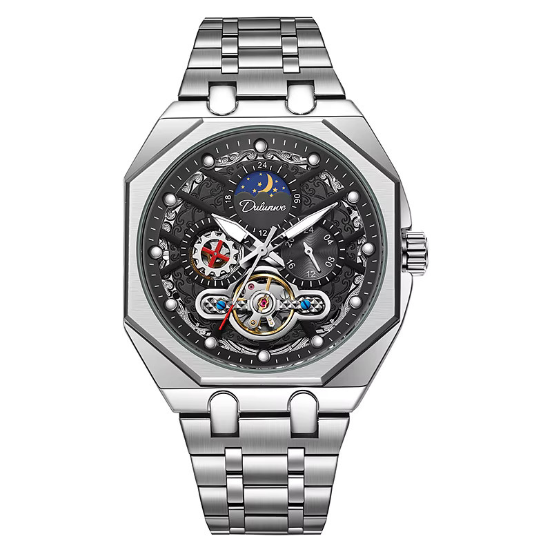 dulunwe Armbanduhr Automatik, Edelstahl, Schwarz, Herren - Bild 4