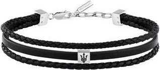 Maserati Jewels Armbanduhr Edelstahl, schwarzes recyceltes Lederarmband, Herren - Bild 1
