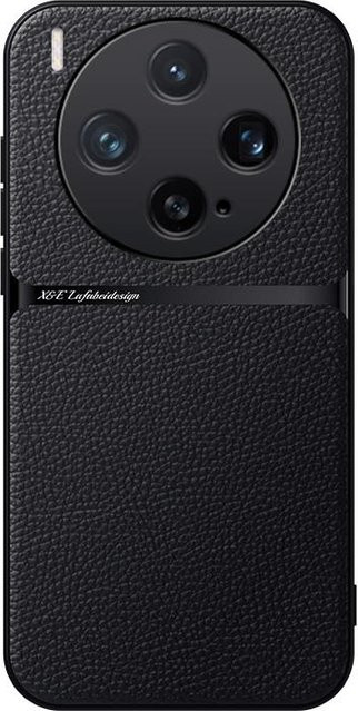 ELVEV Magnetische PU-Leder Schutzhülle für Vivo X300 und X300 Pro in Schwarz mit TPU-Rand und Kameraschutz - Bild 1
