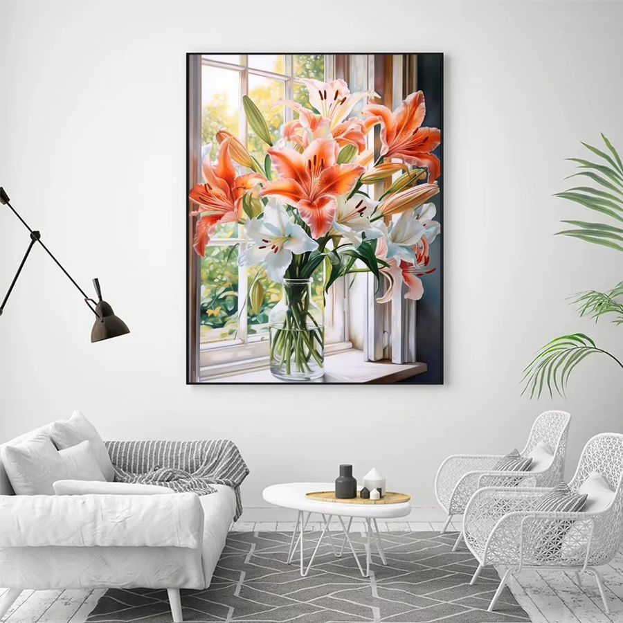 AZQSD Diamantgemälde Lilienblume mit Blumenmuster in Multicolour, B/H: 30 x 40 cm - Bild 3