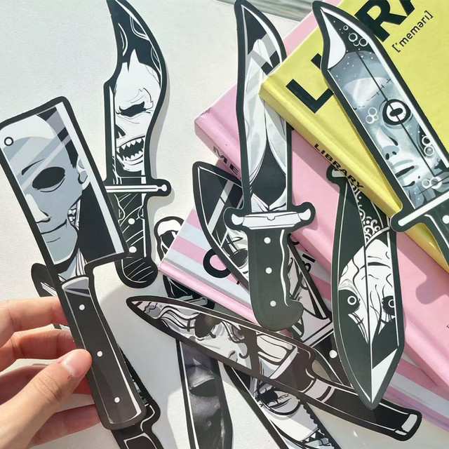 30 Stück Dolch Lesezeichen im Horror-Messer-Design aus Papier für Schule und Büro als kreatives Geschenk - Bild 1
