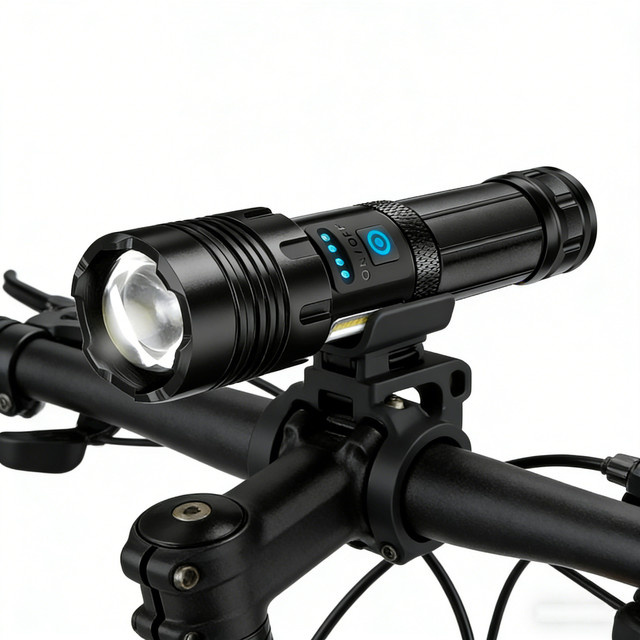 BALDR XHP70 LED Taschenlampe in Schwarz mit USB-Ladefunktion und Zoom für Camping und Jagd - Bild 1