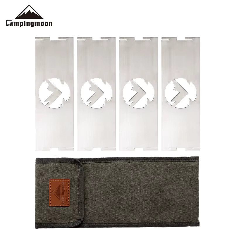 CAMPINGMOON TKB-360-B Outdoor-Camping-Grillrahmen aus Edelstahl in Silber, winddichtes Feuerabschirmpanel mit Ringpanel, B/H/T: 36,0 x 11,5 x 0 cm - Bild 3