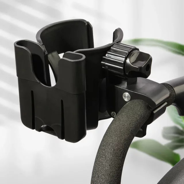 Universeller Kinderwagen Becherhalter und Smartphone-Halterung in Schwarz für Flaschen und Trinkbecher - Bild 1