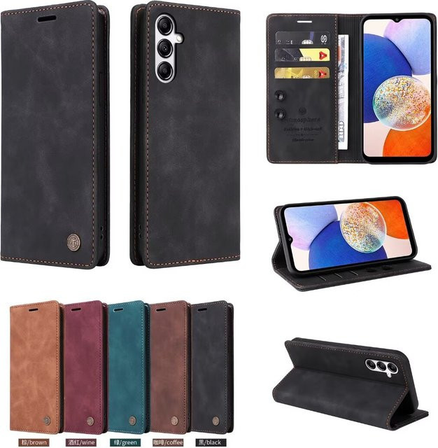 Leder Brieftasche Flip Book Cover für Samsung Galaxy A-Serie in Rot - Bild 1