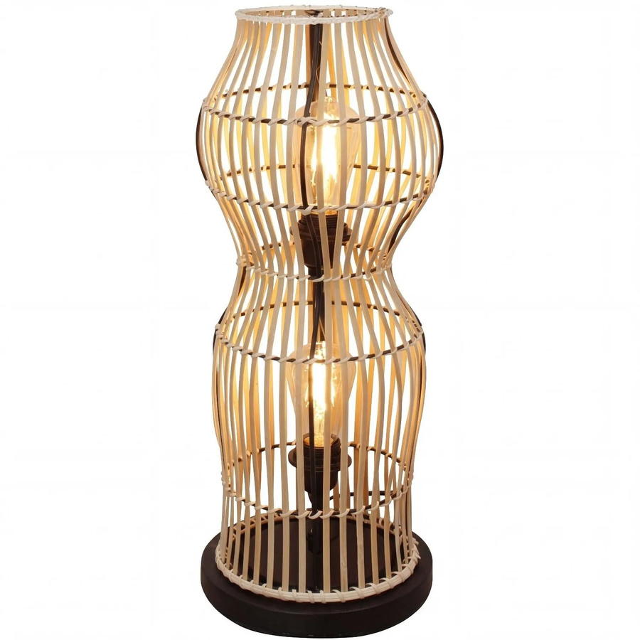 Licht-Erlebnisse Stehleuchte Boho aus Bambus und Metall, 2-flammig, E27, Höhe: 60 cm - Bild 2