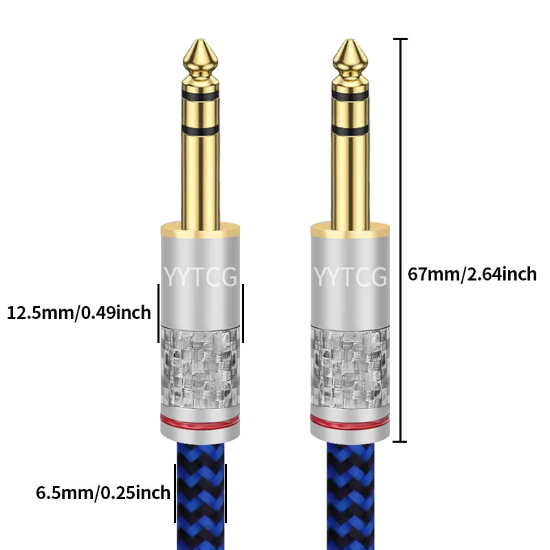 YYTCG Symmetrisches TRS-Audiokabel mit 6,35 mm Klinkensteckern für E-Gitarren, Mikrofone und Mischpulte - Bild 2