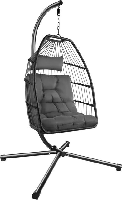tectake Hängesessel Ariane in Grau mit extra dicken Sitz- und Kopfkissen, inklusive Schutzhülle, B/T/H: 98 x 107 x 202 cm - Bild 2