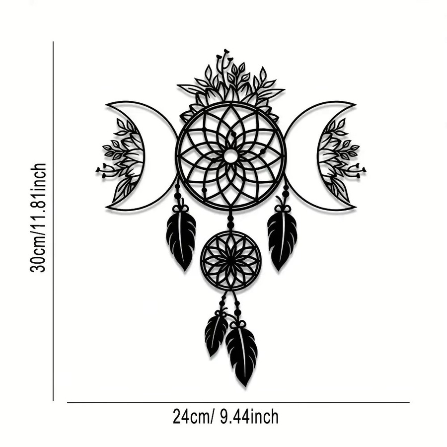 Suncrown Eisen-Mond-Mandala Wandkunst in Schwarz als Boho Metall-Dekoration für dein Wohnzimmer - Bild 2