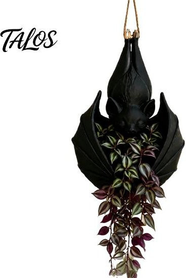 Hängender Fledermaus-Pflanztopf von Talos home Garden in Schwarz, kreativer gotischer Blumentopf im Halloween-Stil für Innen- und Außenbereiche, B/T/H: 18,0 x 13,0 x 16,0 cm - Bild 1